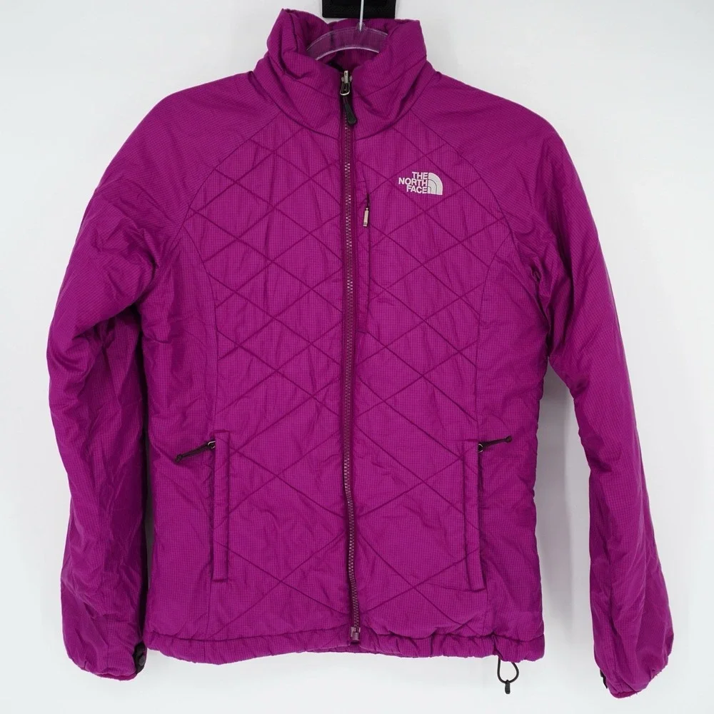 The North Face Women's Purple Quilted Puffer Jacket Full Zip Small FLAW Gorpcore